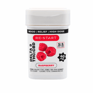 Delta 9 THC 20MG + CBD 20MG Gummies Raspberry 30-ct