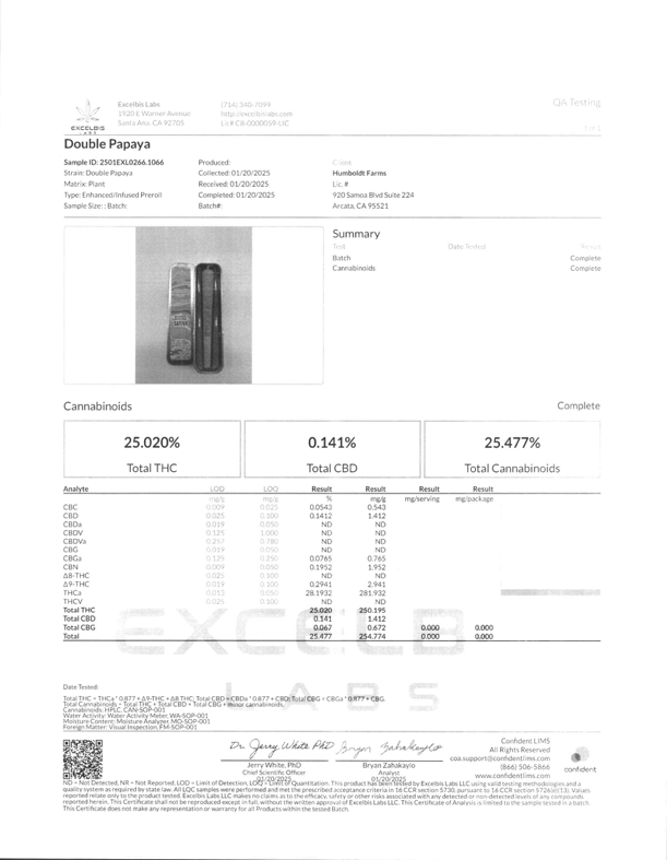 THCA Pre-roll Live Hash & Rosin Infused Double Papaya (S) 1G - Image 2