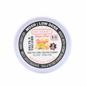 Sugar-Free Delta 9 5MG + CBD 5MG Fruit Gummies 10-ct